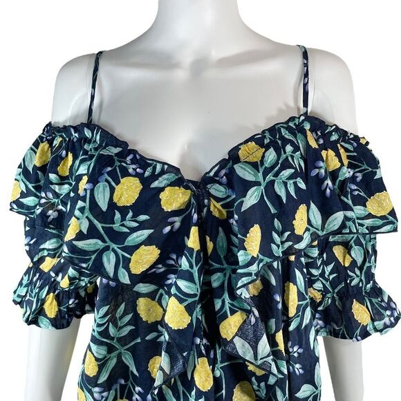 Love Riche Cold Shoulder Ruffle Floral Blouse Coquette Print - Picture 2 of 8